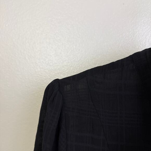 Disturbia Shirt Womens Size 12 Black Check Long Sleeve Button Up Sheer Puff - Picture 8 of 11